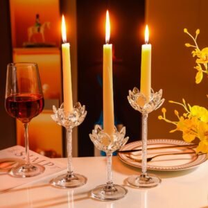 Sealing up Cross-border Vintage Quality Crystal Lotus Transparent Base Wedding Party Furniture Table Candlestick Decoration