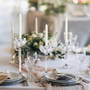 Sealing up Cross-border Vintage Quality Crystal Lotus Transparent Base Wedding Party Furniture Table Candlestick Decoration