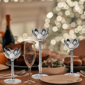 Sealing up Cross-border Vintage Quality Crystal Lotus Transparent Base Wedding Party Furniture Table Candlestick Decoration