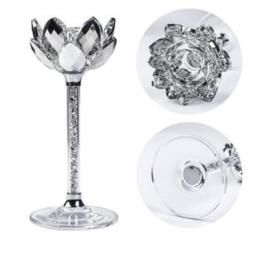 Sealing up Cross-border Vintage Quality Crystal Lotus Transparent Base Wedding Party Furniture Table Candlestick Decoration