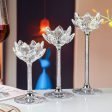 Sealing up Cross-border Vintage Quality Crystal Lotus Transparent Base Wedding Party Furniture Table Candlestick Decoration